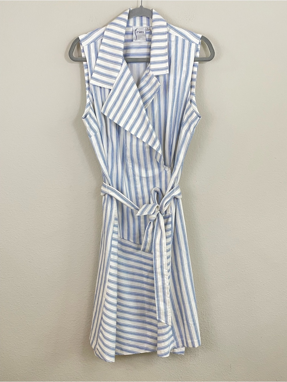 Finley Marni Striped Sleeveless Self-Belt Dress Size Large - Picture 3 of 9